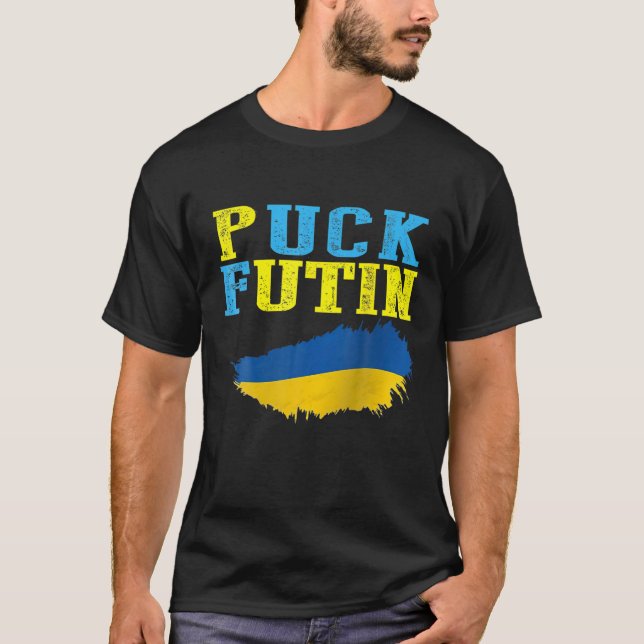 T-shirt Puck Foutine Mème Je Suis Aux Côtés De L'Ukraine A (Devant)