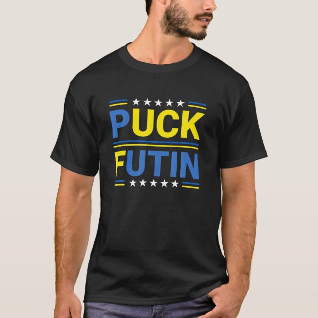 T-shirt Puck Foutine Mème Je Suis Aux Côtés De L'Ukraine A (Devant)