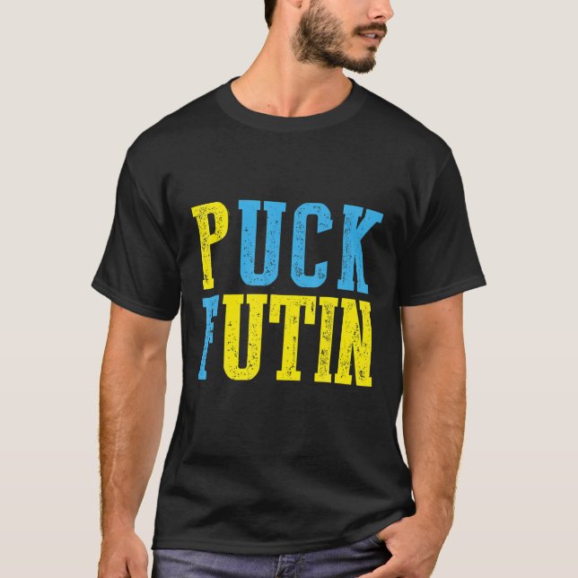 T-shirt Puck Foutine Mème Je Suis Aux Côtés De L'Ukraine A (Devant)