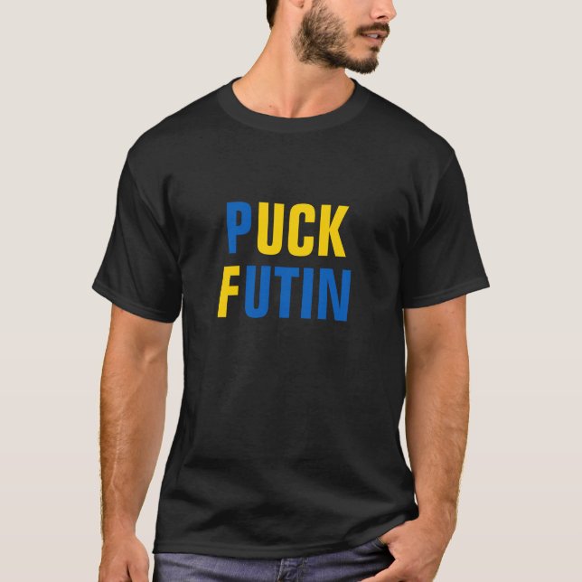 T-shirt Puck Foutine Ukraine soutient les hommes ukrainien (Devant)