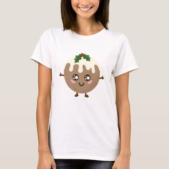 T-shirt Pudding de Noël Kawaii (Devant)