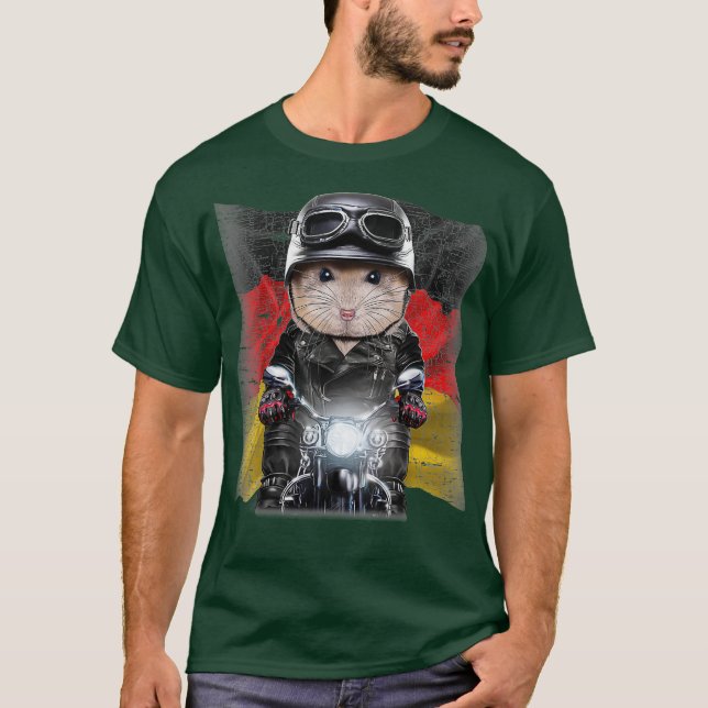 T-shirt Pudding Hamster nain sur moto Drapeau de moto (Devant)