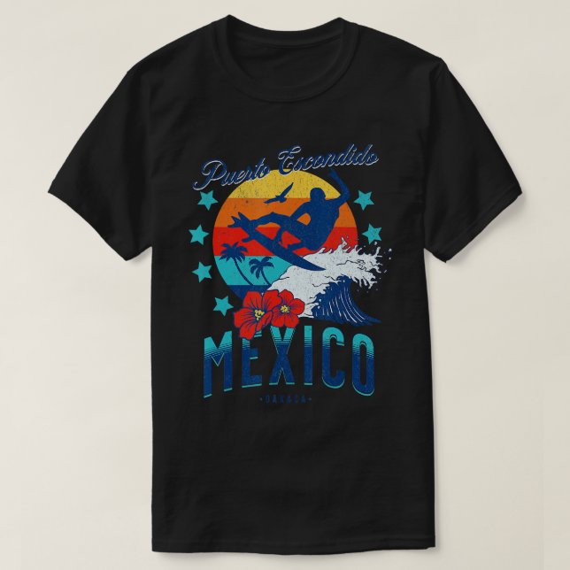 T-shirt Puerto Escondido Oaxaca Mexique Big Wave Surfing S (Design devant)
