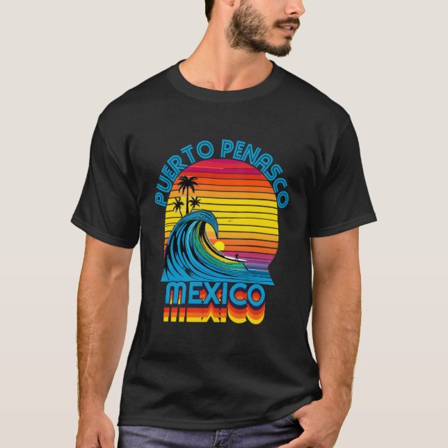 T-shirt Puerto Penasco Mexique Retro Throwback Surf & Plag (Devant)
