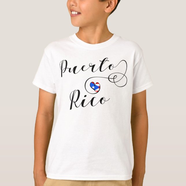 T-shirt Puerto Rica Drapeau Coeur, Porto Rico Design (Devant)