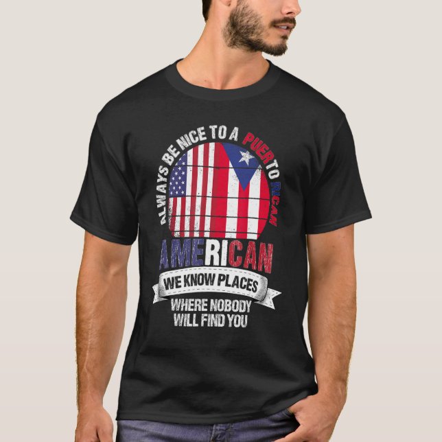 T-shirt Puerto Rican American Nous Connaissons Places Cuba (Devant)