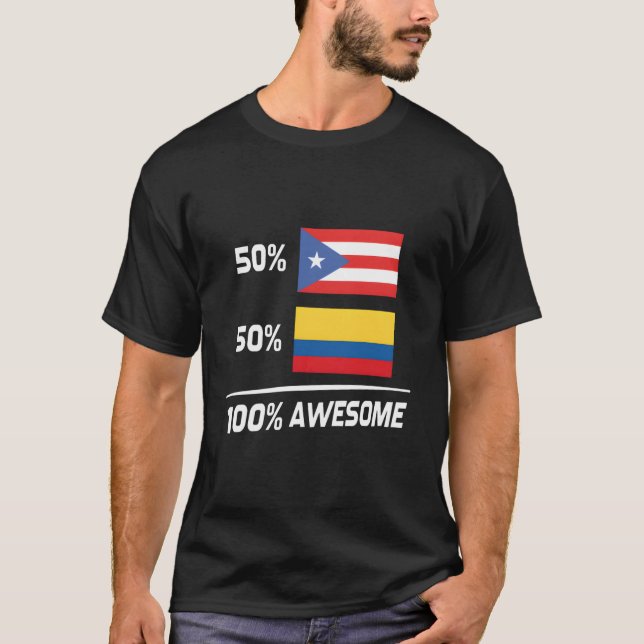 T-shirt Puerto Rican Colombian Flag Puerto Rico Colombia (Devant)