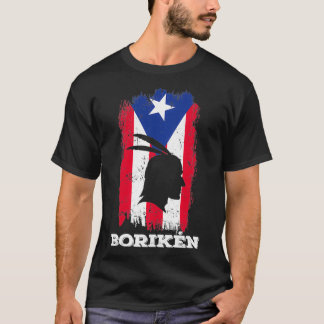 T-shirt Puerto Rican Flag Boriken Borinquen Taino Sun Bori