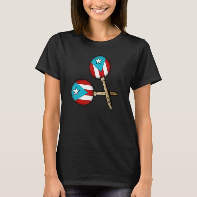 T-shirt Puerto Rican Flag Maracas Boricua (Devant)