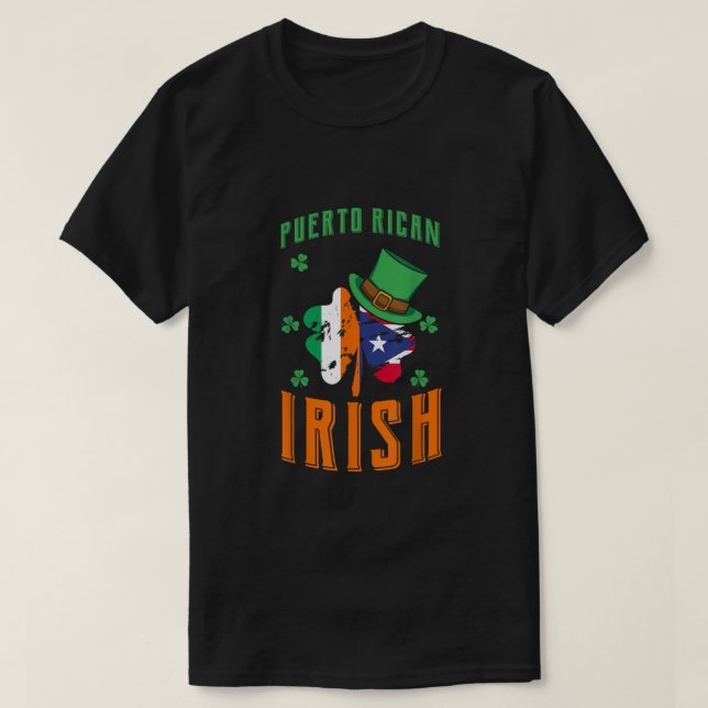 T-shirt Puerto Rican Irish Flag Hat Shamrock St Patricks D (Design devant)