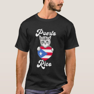 T-shirt Puerto Rico Chat Mignon Boricua Cœur Drapeau Porto