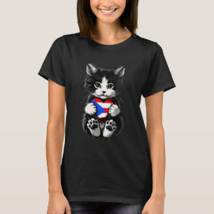 T-shirt Puerto Rico Chat Mignon Cœur Drapeau Portoricain B