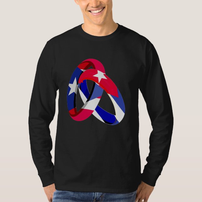T-shirt Puerto Rico Flag Cuba Grown Ring Marriage Wedding (Devant)