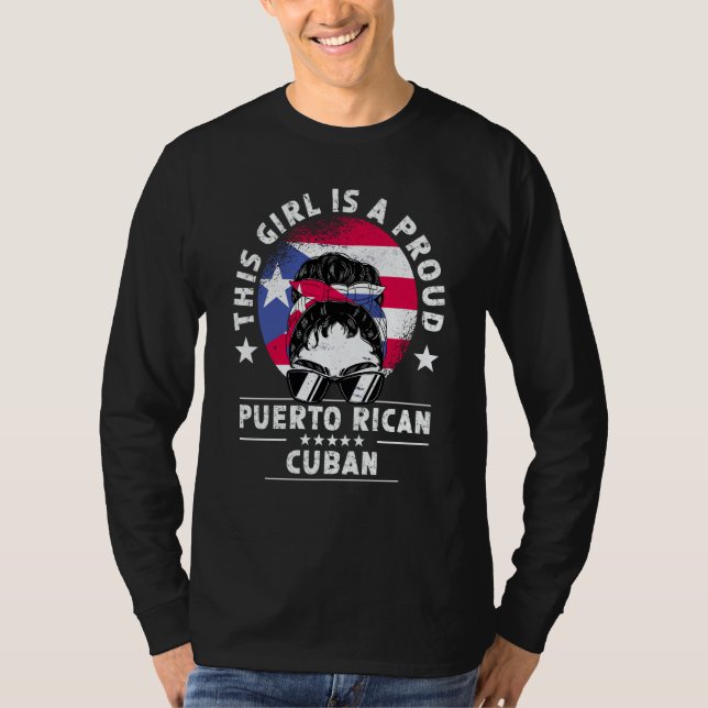 T-shirt Puerto Rico Flag Cuba Grown Women Girl Pride (Devant)