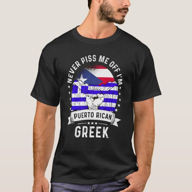 T-shirt Puerto Rico Flag Greece Grown Humor Pride (Devant)