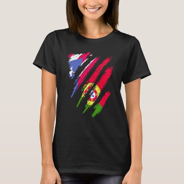T-shirt Puerto Rico Flag Portugal Grown Patriot Country St (Devant)