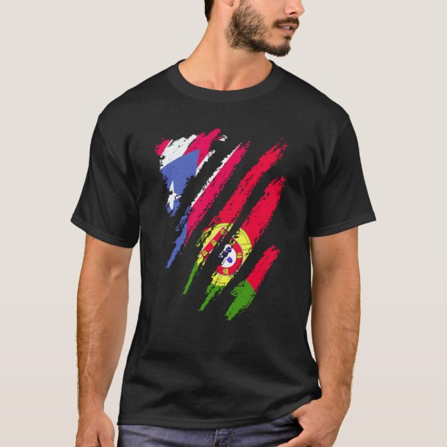 T-shirt Puerto Rico Flag Portugal Grown Patriot Country St (Devant)