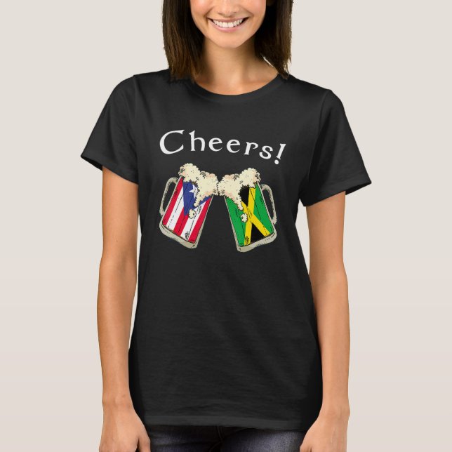T-shirt Puerto Rico Jamaica Flag Cheers Beer Grown Patriot (Devant)