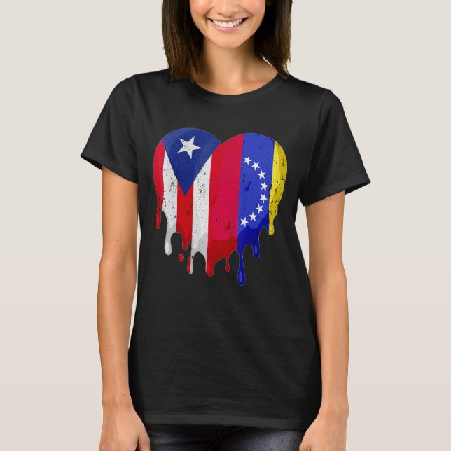 T-shirt Puerto Rico Venezuela Flag Heart Grown Patriot Cou (Devant)