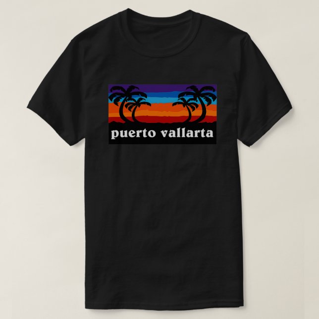 T-shirt Puerto Vallarta Mexique Coucher de soleil Palmier  (Design devant)