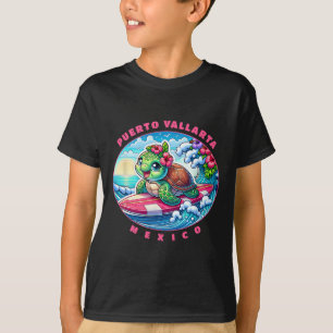 T-shirt Puerto Vallarta Mexique Filles Mignonnes Surfant T