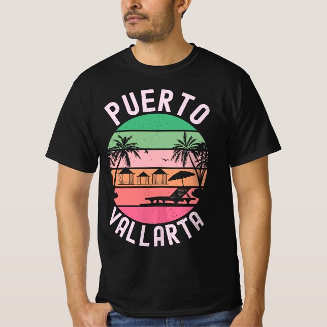 T-shirt Puerto Vallarta Mexique Rétro Mexicaine Resort Vac (Devant)