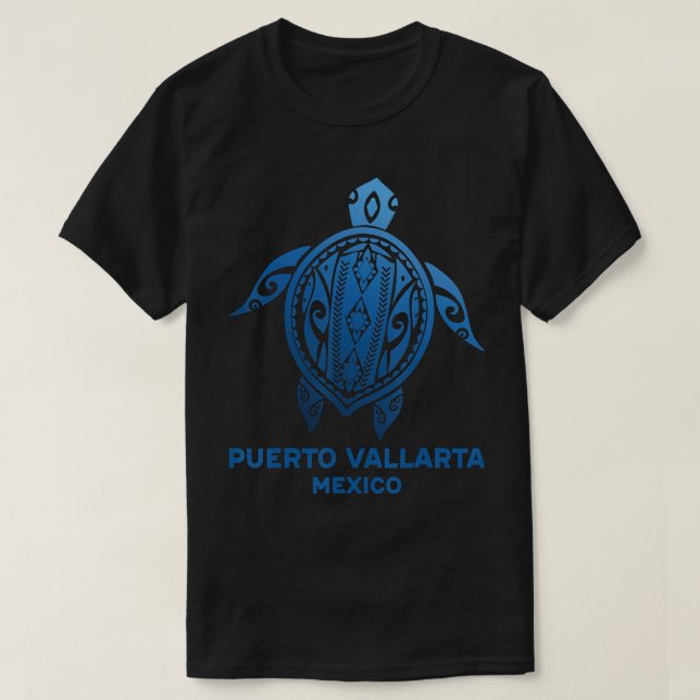 T-shirt Puerto Vallarta Mexique Tattoo Blue Sea Turtle Sou (Design devant)