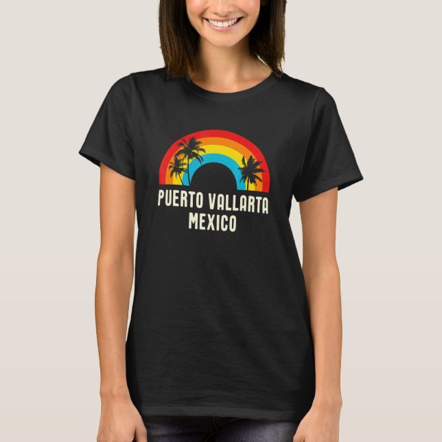 T-shirt Puerto Vallarta Retro Rainbow Vacances Souvenir Me (Devant)