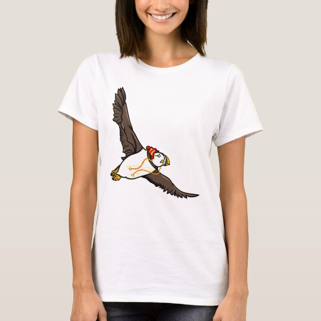T-shirt Puffin Portant Un Casquette Un Casquette Cousu (Devant)