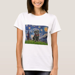 T-shirt Pug 13 (noir) - Nuit étoilée