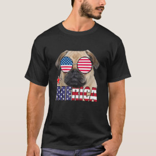 T-shirt Pug 4 juillet Merica Hommes Femmes Drapeau América