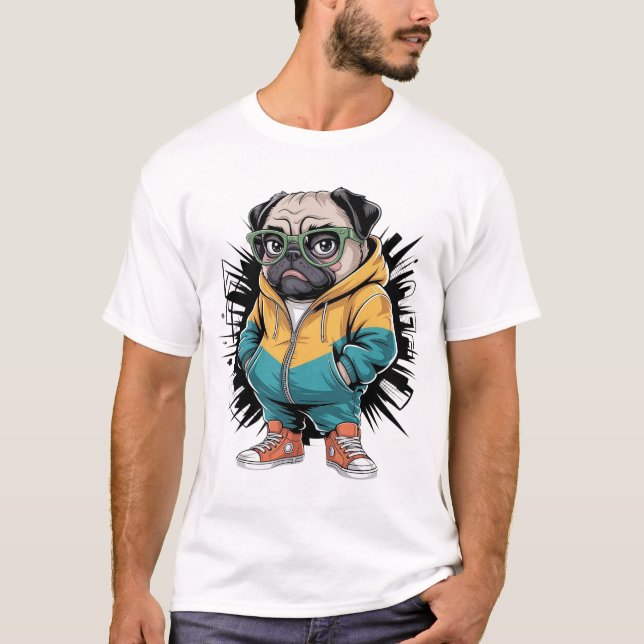 T-shirt Pug à capuche (Devant)