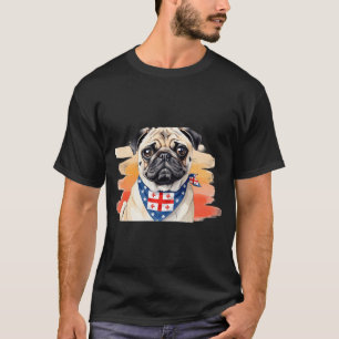 T-shirt Pug à l'aquarelle avec bandana de Géorgie