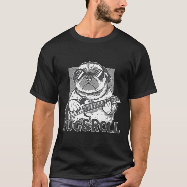 T-shirt Pug Amp Roll Chien Actif (Devant)