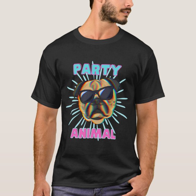 T-SHIRT PUG ANIMAL DE FÊTE (Devant)