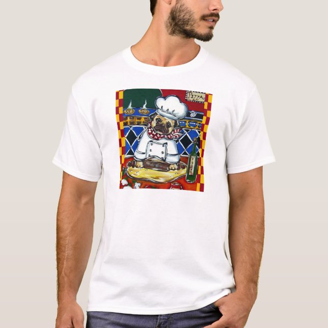 T-shirt Pug Chef Pizza (Devant)