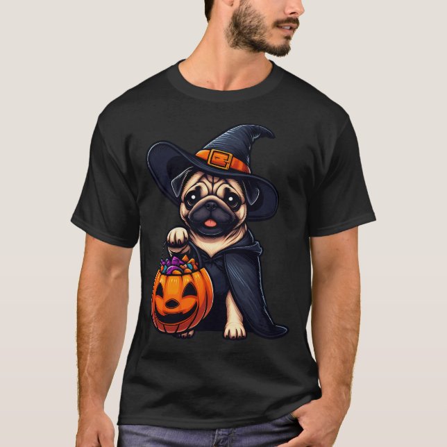 T-shirt Pug Chien Halloween (Devant)