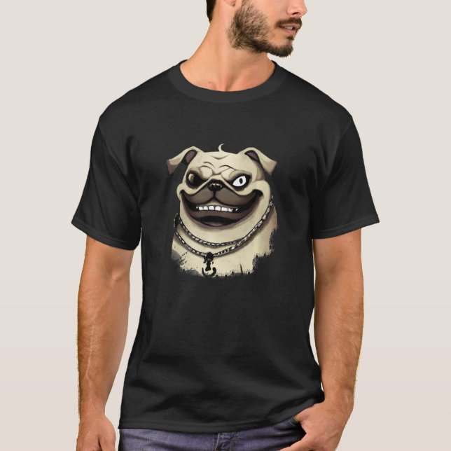 T-shirt Pug Chien Méchant Halloween 1 (Devant)