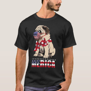 T-shirt Pug Chien Merica Pointillé 4 Juillet Enfants Garço