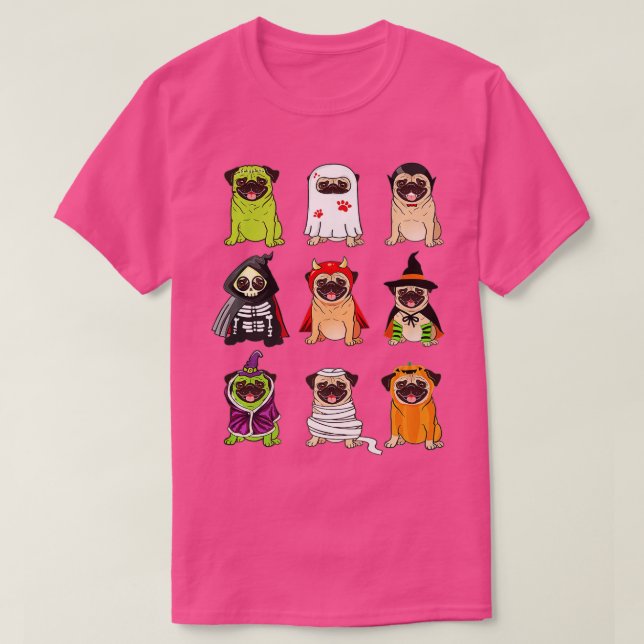 T-shirt Pug Collection Happy Pug-o-ween Halloween Spooky C (Design devant)