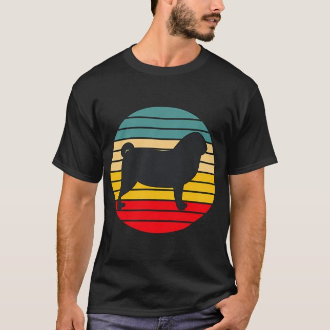 T-shirt Pug Coucher de Soleil Rétro (Devant)