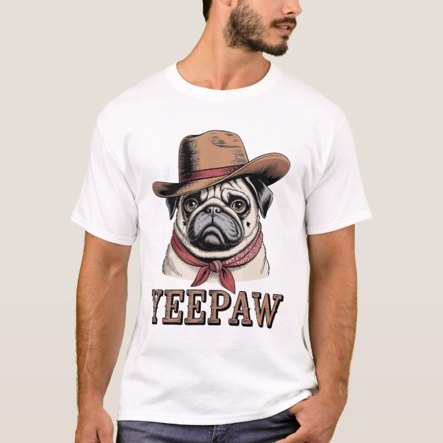 T-shirt Pug Cowboy (Devant)
