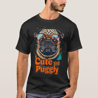 T-shirt PUG crème bronzé courant avec les mots « Je cours 