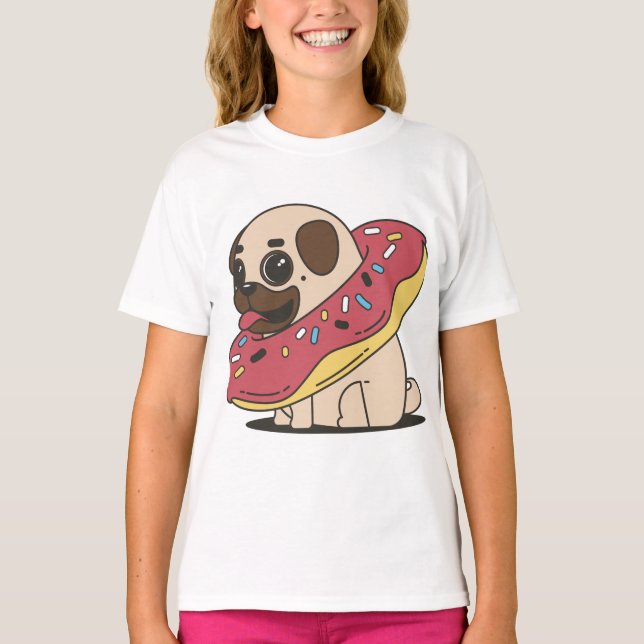 T-shirt Pug dans beignet (Devant)