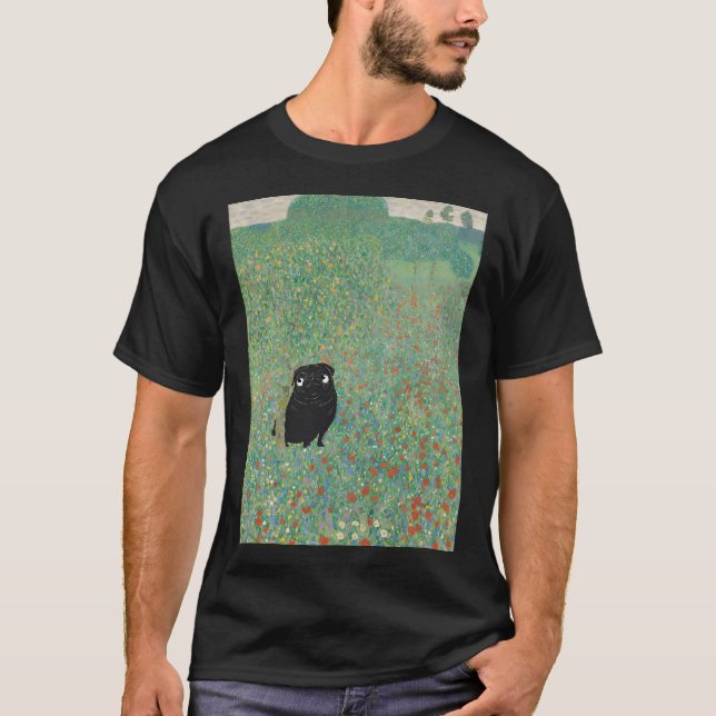 T-shirt Pug dans le champ de fleurs de Klimt (Devant)