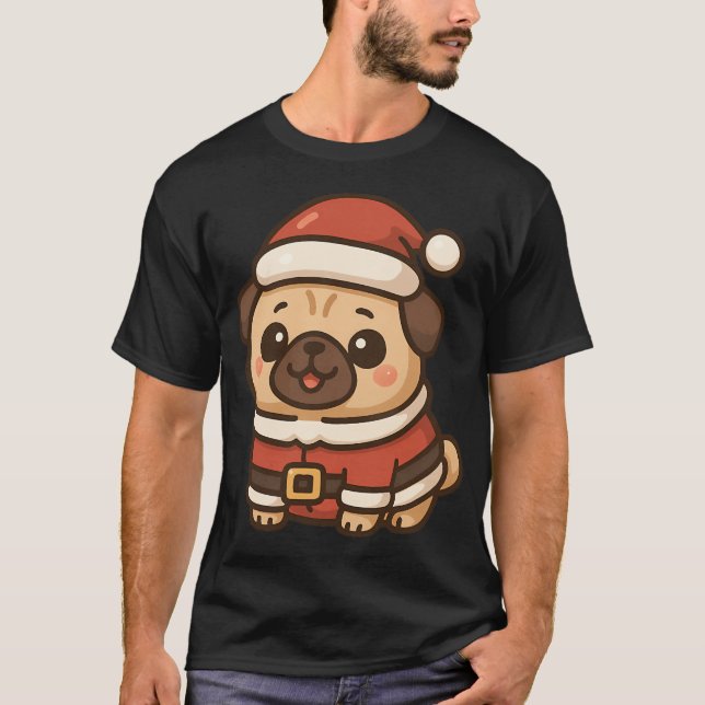 T-shirt Pug de Noël drôle (Devant)