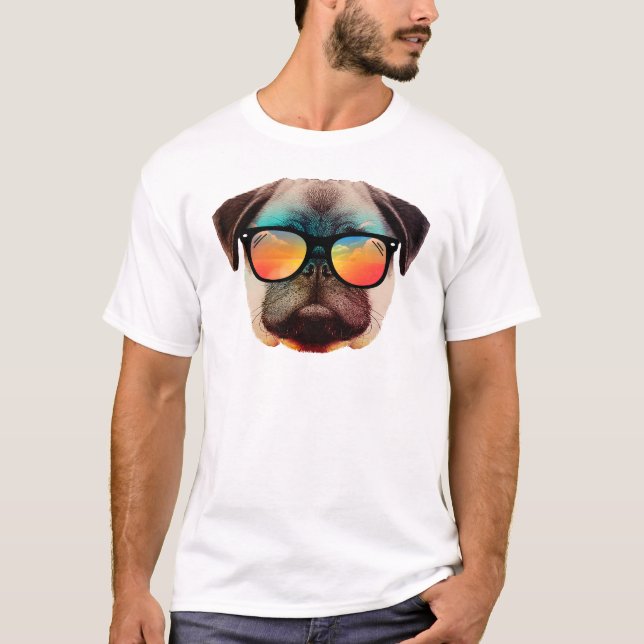 T-shirt Pug de plage (Devant)