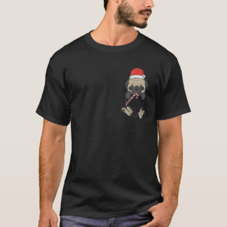 T-shirt Pug de poche Santa Chien Noël Xmas Hommes Femmes