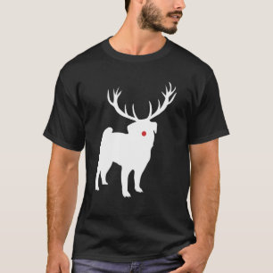 T-shirt Pug Dog Cute Puppy Pet Christmas Reindeer Antlers