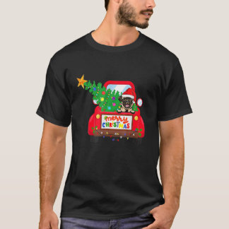 T-shirt Pug Dog Riding Red Truck Christmas Pajama